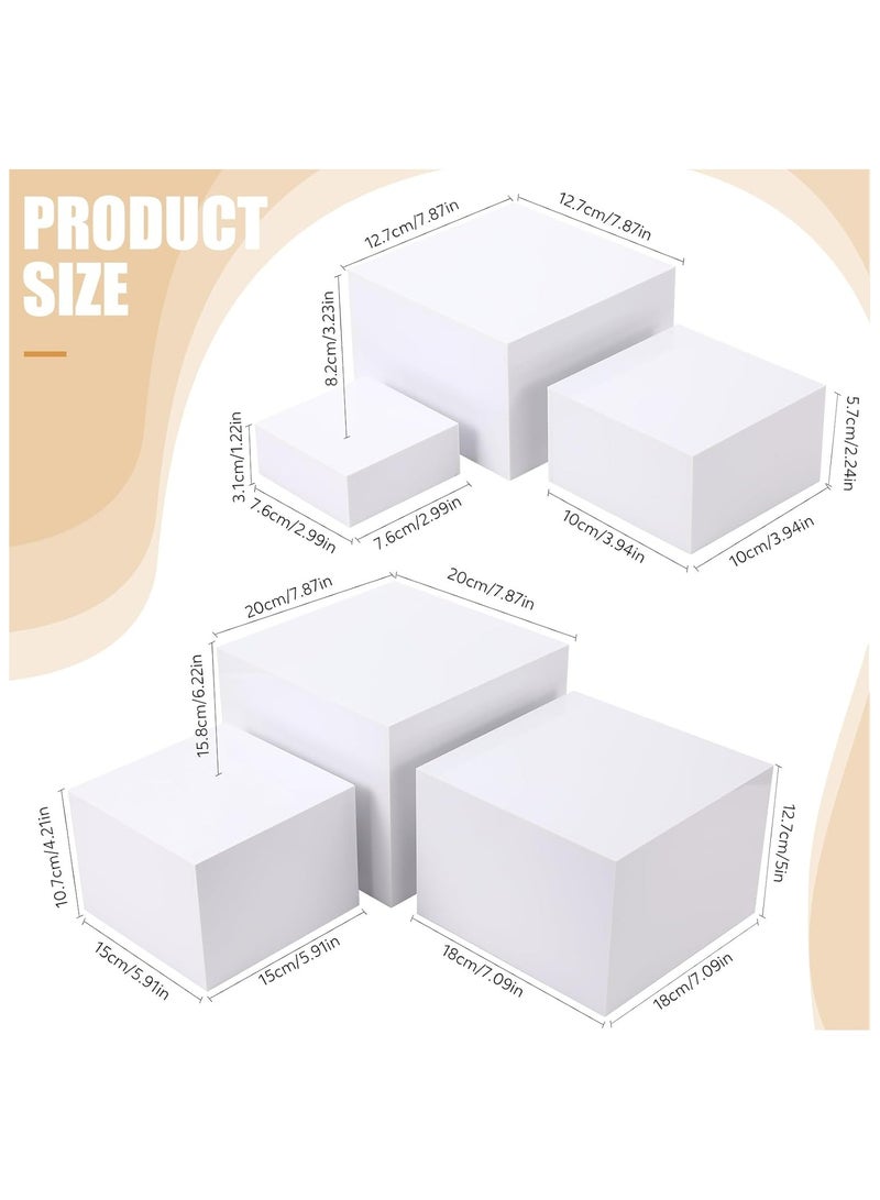 TPGP 6 Pack Acrylic Risers for Display Acrylic Cube Boxes Acrylic Risers Display Stands with Hollow Bottoms Acrylic Decorative Stand for Jewelry Display Candy Table Decor 6 Sizes (White) - Image 3