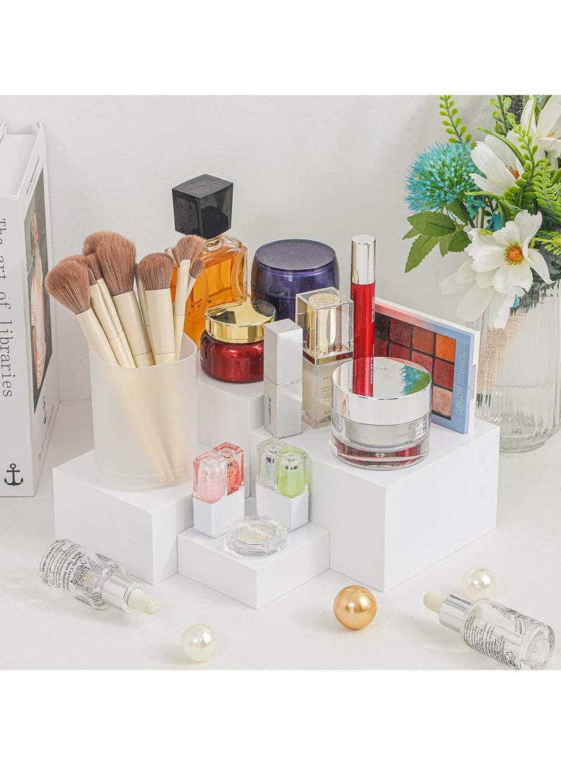 TPGP 6 Pack Acrylic Risers for Display Acrylic Cube Boxes Acrylic Risers Display Stands with Hollow Bottoms Acrylic Decorative Stand for Jewelry Display Candy Table Decor 6 Sizes (White) - Image 4