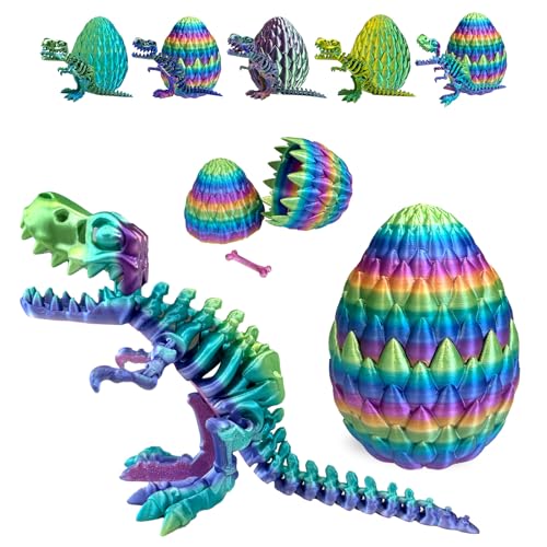 utosday Easter Eggs Filled with Dinosaur Toys 3D Printed Animals Mystery Crystal Dragon Egg with Articulated Tyrannosaurus Rex Easter Basket Stuffers Fidget Toy for Adults Kids Candy - Image 1