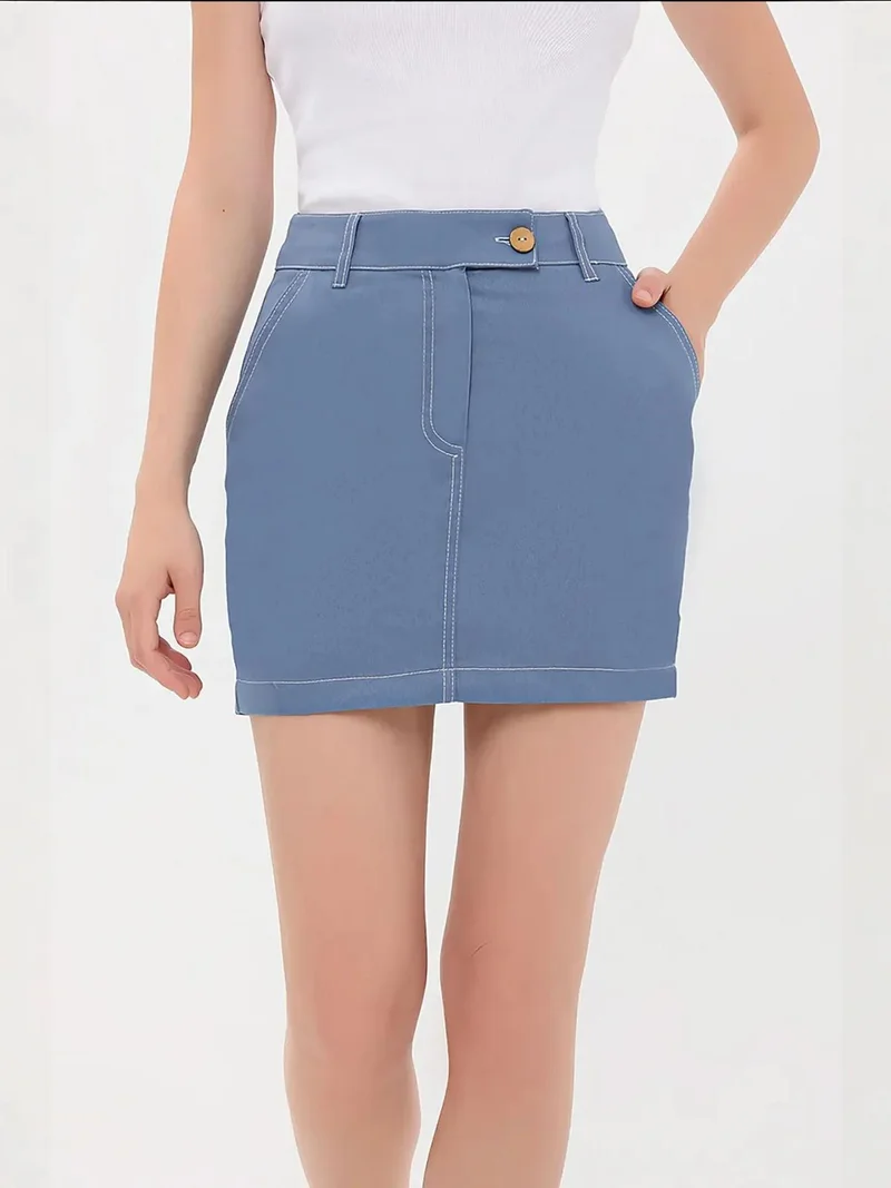 زوبعة تنورة قصيرة بخصر مرتفع وتفاصيل خياطة