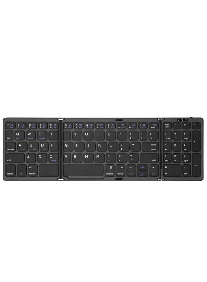 Type-c Charging Three-fold Folding Bluetooth Keyboard With Touch Wireless Bluetooth Keyboard Silent Dual-mode Charging Mouse-Specifications:B033S Upgraded Gray + Black MouSe + Storage Bag  - Image 5