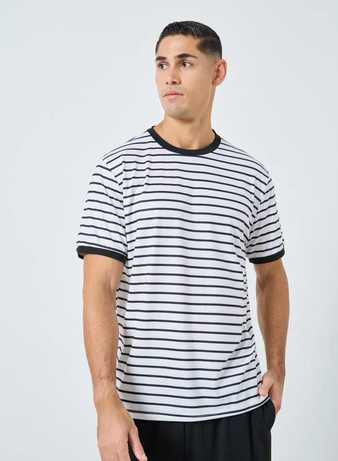 Styli Men Oversized Striped T-Shirt and Shorts Pyjama Set
