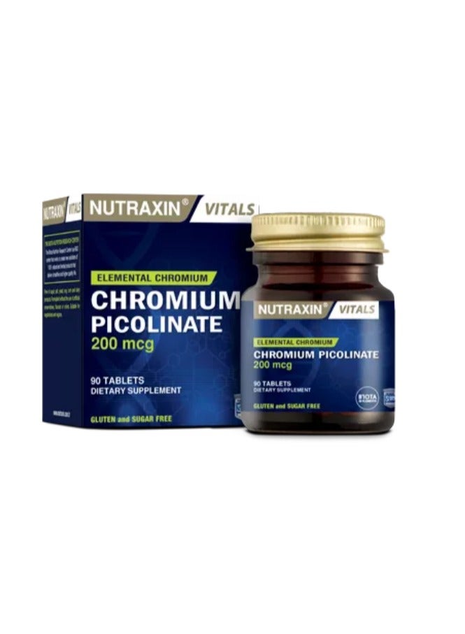 NUTRAXIN Nutraxin Chromium Picolinate 200 mcg Gluten and Sugar Free 90 tablets - Image 1