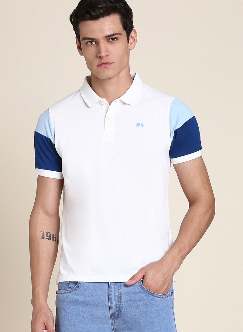 Dennis Lingo Men's White Regular Fit Polo T-shirt - Image 1