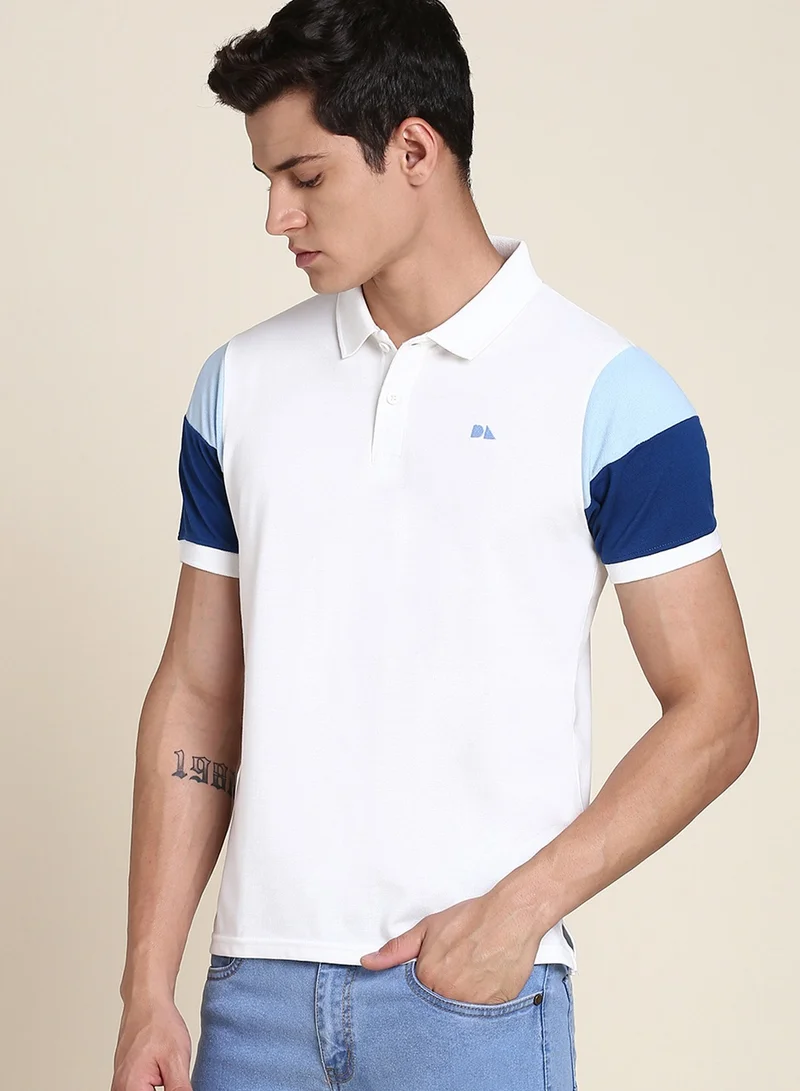 Dennis Lingo Men's White Regular Fit Polo T-shirt
