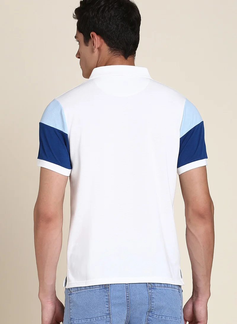 Dennis Lingo Men's White Regular Fit Polo T-shirt