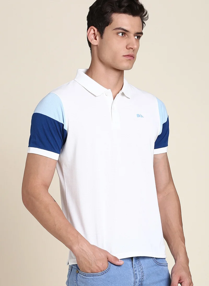 Dennis Lingo Men's White Regular Fit Polo T-shirt