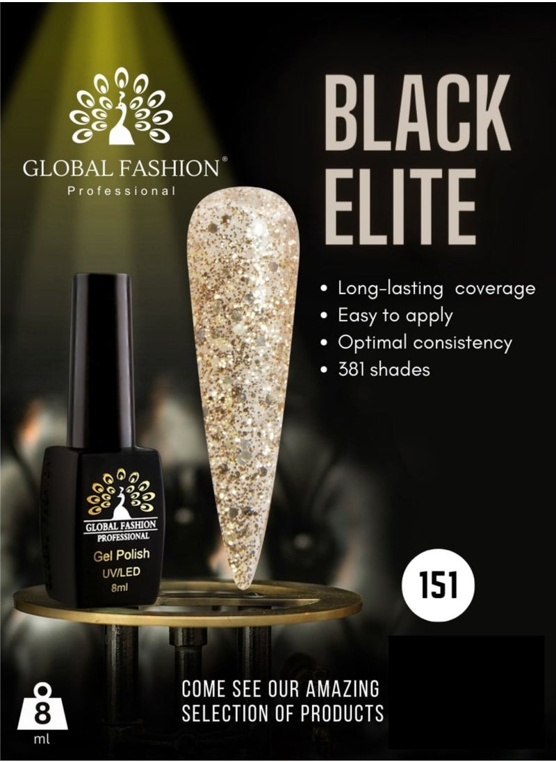 GLOBAL FASHION Global Fashion Black Elite Gel Polish | 132 Colors of Long-Lasting Elegance - 8ml | 151  - Image 2