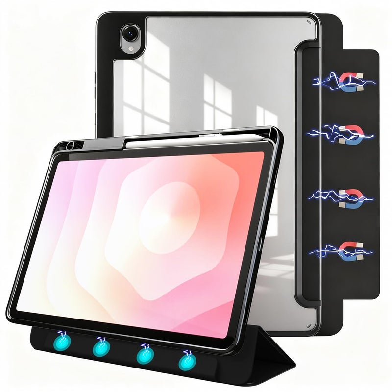 E NET-CASE Detachable Magnetic Case for Samsung Galaxy Tab S11 2025 11 Inch (SM-X736B/ SM-X730), Ultra Clear Back Scratch-Proof Lightä¸¨Easy to Detach & Attachä¸¨Auto Sleep/Wake (Black) - Image 1