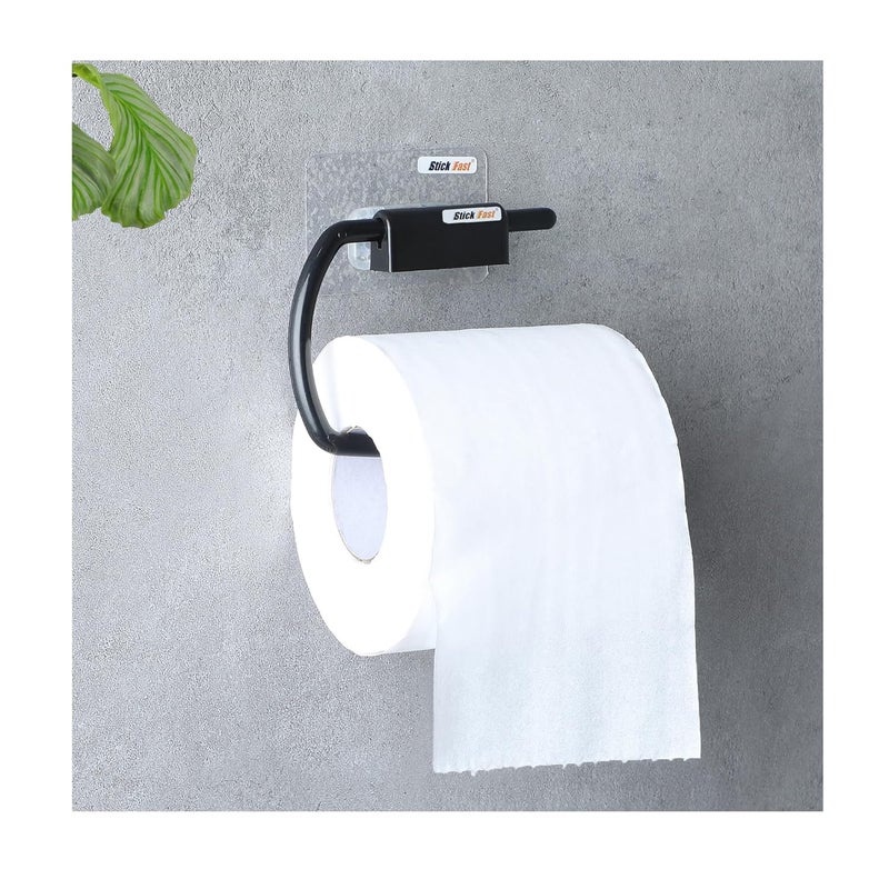 SF - Stick Fast SF Stick Fast SelfAdhesive Toilet Paper Holder With 3M Sticker For Wall Mount Tissue Paper Roll Dispenser For Kitchen Bathroom Pack Of 1 Black  - Image 1