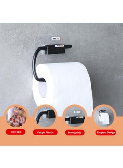 SF - Stick Fast SF Stick Fast SelfAdhesive Toilet Paper Holder With 3M Sticker For Wall Mount Tissue Paper Roll Dispenser For Kitchen Bathroom Pack Of 1 Black  - Image 3