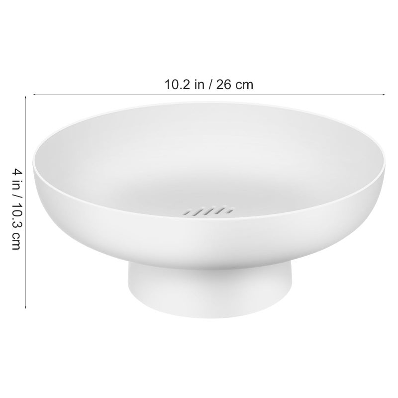 White Fruit Bowl with Drainage Basket Multipurpose Kitchen Counter Snack Holder - Image 3