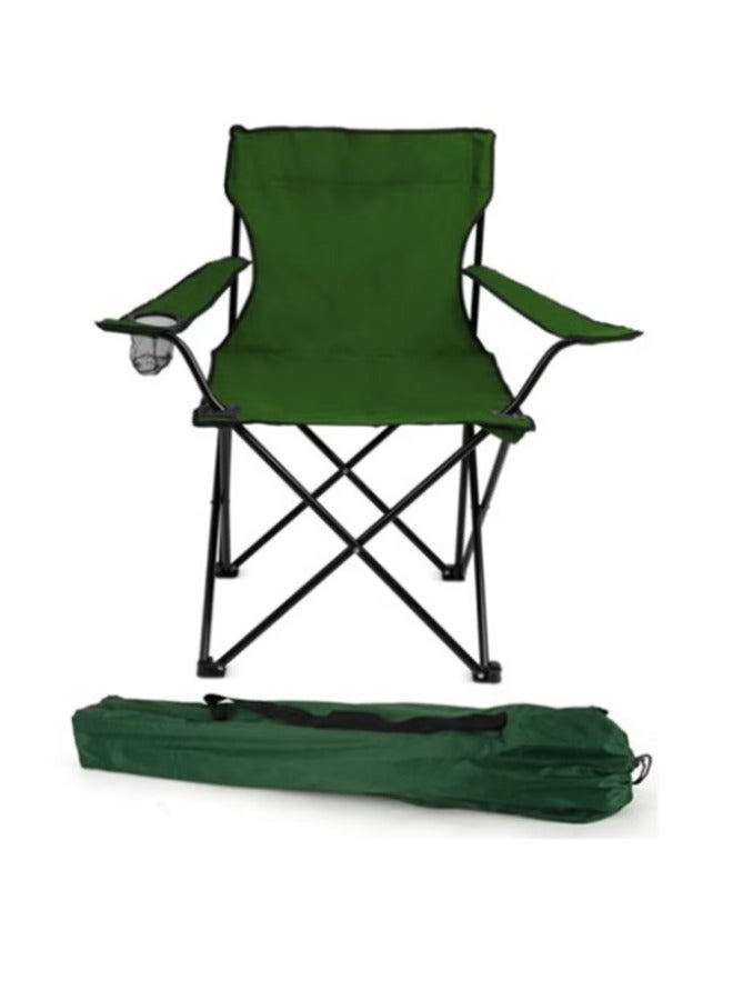 إسكدنيا كرسي تخييم قابل للطي / كرسي نزهة / كرسي شاطئ / كرسي خارجي مع دعم لليد وحامل أكواب مع حقيبة حمل (أخضر) - Image 2