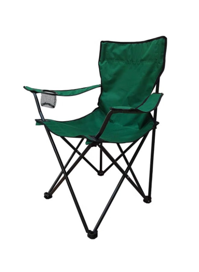 إسكدنيا كرسي تخييم قابل للطي / كرسي نزهة / كرسي شاطئ / كرسي خارجي مع دعم لليد وحامل أكواب مع حقيبة حمل (أخضر) - Image 1