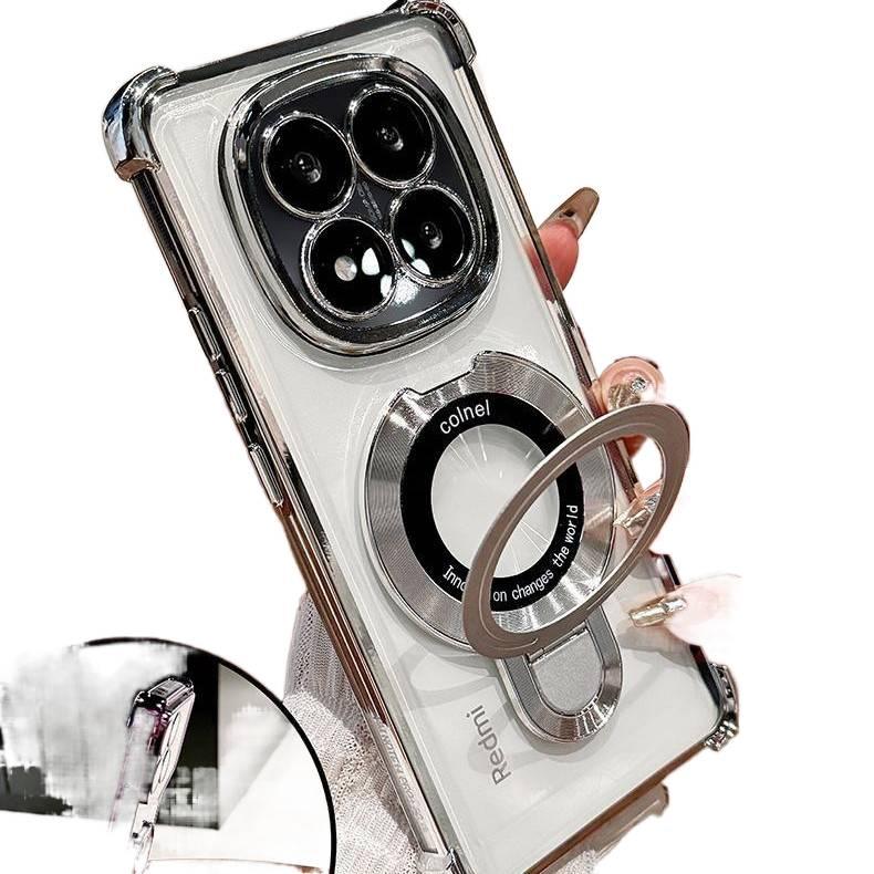 BB غطاء MagSafe بTPU لـ Redmi Note 14 Pro مع حماية من السقوط وحامل قابل للطي مع مقاوم للصدمات مع مغناطيس قوي مع تغطية كاملة باللون أسود مغناطيسي بوظيفة حامل من مادة TPU باللون الأسود. - Image 3