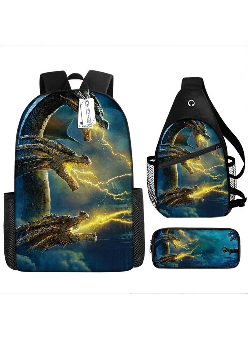 general 3-Piece Godzilla VS Kong 3D Print Backpack Set - Image 1