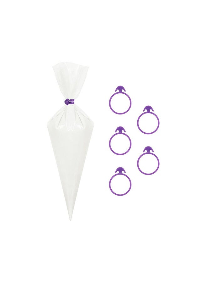 إسكدنيا حقائب تزيين الكعك بـ 100 قطعة مع روابط حقائب بـ 5 قطع، باللون الأبيض/البنفسجي، 16 بوصة - Image 1