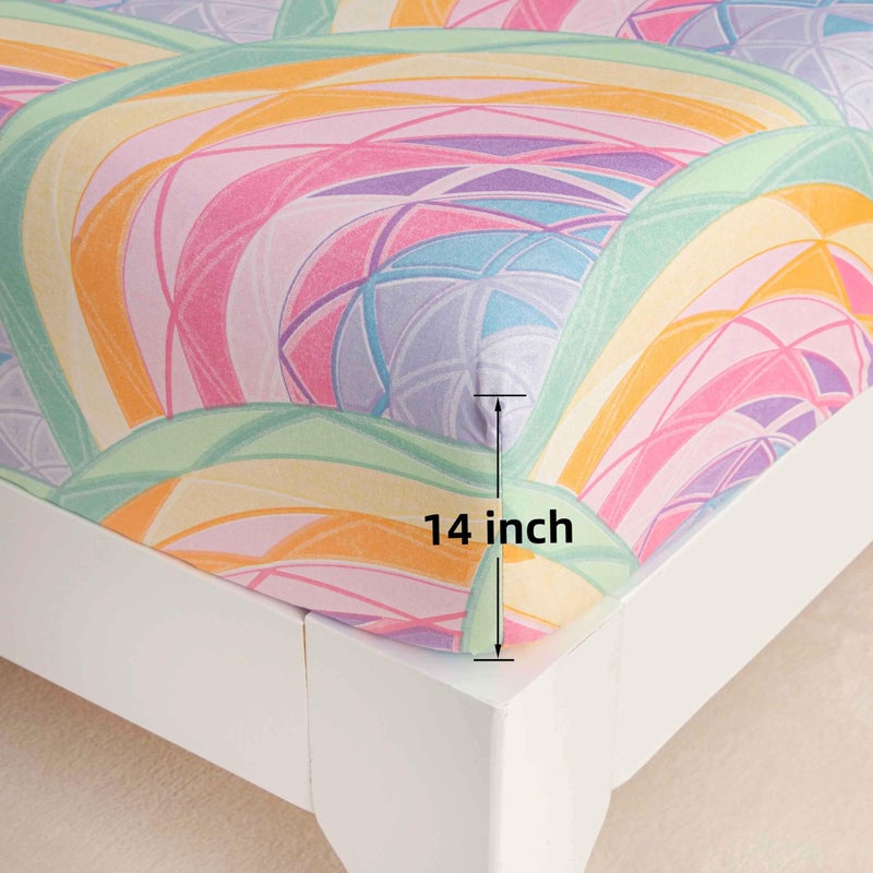 SDY 4PCS Rainbow Bed Sheet Set Queen, Super Colorful Mermaid Bed Sheets Set for Girls, Boys, Kids and Toddler, Bed in a Bag Packaged with 1 Fitted Sheet+ 1 Top Flat Sheet + 2 Pillowcases - Image 3