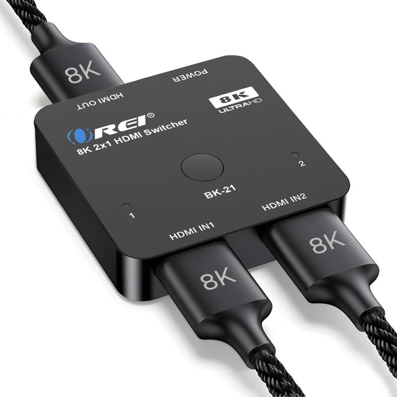 OREI 8K 2x1 HDMI Switch 4K120hz Auto HDMI Selector 48Gbps High Resolution Switch Between 2 Inputs Perfect for Gaming PS5 Xbox HDR10 Dolby Vision - Image 2