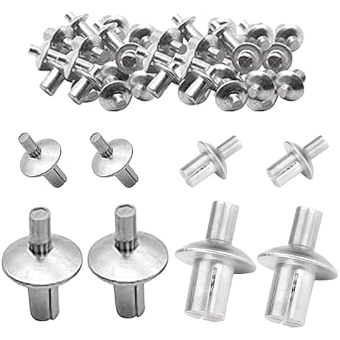 PACK OF 100 ALUMINIUM CORE RIVETS: 5 X 7 + 5 X 13 MM CORE RIVETS EXPANSION, FOR FIXING METAL, PLASTIC, WOOD, ALUMINIUM CORE RIVETS WITH ROUND HEAD, DRIVE RIVETS, ALUMINIUM RIVETS, SEMI-ROUND HEAD CORE - Image 2