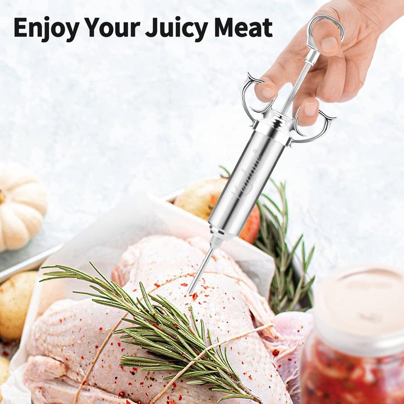 Kendane Meat Injector Syringe 2-oz Marinade Flavor Barrel 304 Stainless Steel with 3 Marinade Needles for BBQ Grill Smoker, Turkey, Fish, Brisket, Paper Silicone Brush and Instruction Included by Kendane - Image 4