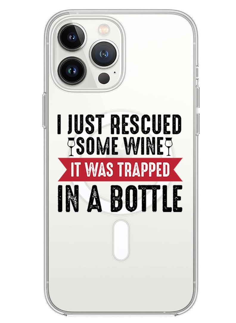 Magnetic Case for iPhone 14 Pro Max 6.7-inch Compatible with MagSafe Wireless Charging, Shockproof Phone Bumper Cover Wine trapped in bottle black copy