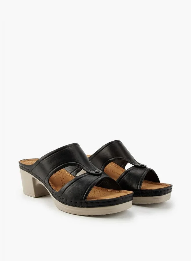 Flora Bella By Shoexpress Solid Slip-On Sandals with Block Heels