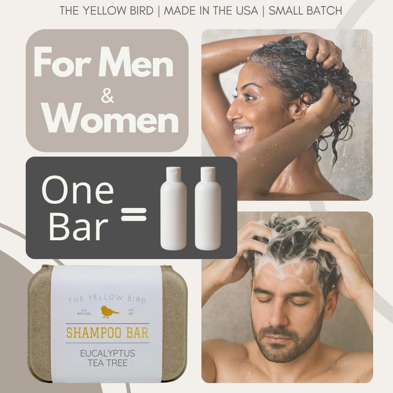 The Yellow Bird Eucalyptus Tea Tree Shampoo Bar. All Natural & Organic Ingredients. Sulfate Free, Detergent Free, Color Safe, and Silicone Free. Vegan, Plastic Free, Zero Waste Shampoo Soap - Image 4