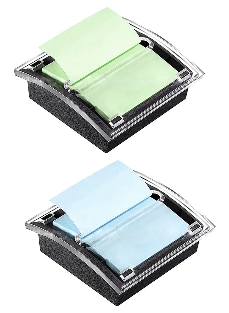 KASTWAVE Black Base Clear Top Pop-up Sticky Notes Holder Container Include 2pcs for Office Hospital Store - Image 1