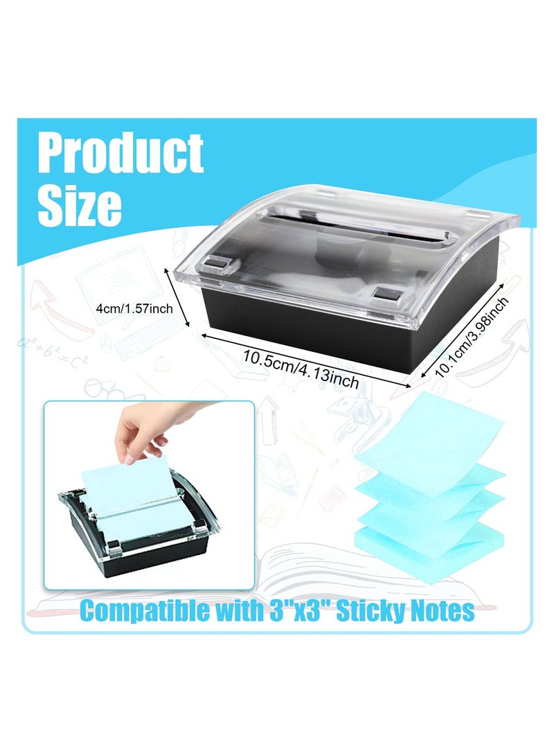 KASTWAVE Black Base Clear Top Pop-up Sticky Notes Holder Container Include 2pcs for Office Hospital Store - Image 2