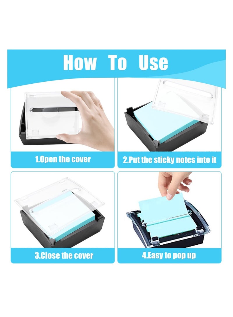 KASTWAVE Black Base Clear Top Pop-up Sticky Notes Holder Container Include 2pcs for Office Hospital Store - Image 4