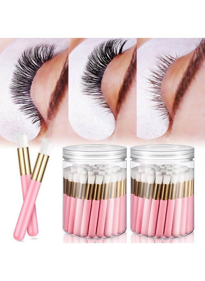 Nuenen - 100 Pieces Lash Cleansing Bath Brushes With Container Eyelash Extension Cleanser Brushes Lash Cleaner Brush Lash Shampoo Brushes For Eyelash Extensions Prolong Lash Cleanser Supplies Pink - Image 1