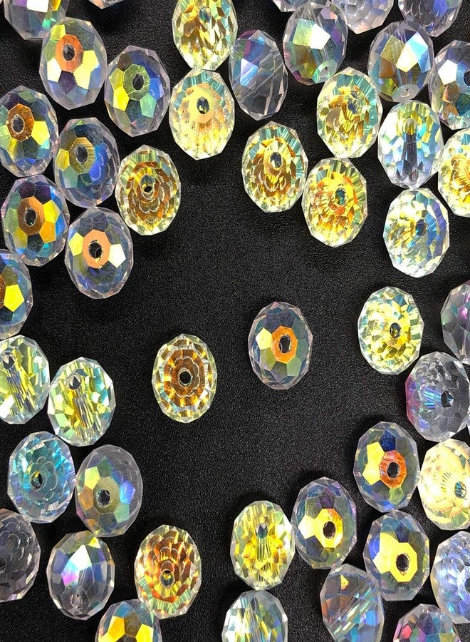 Dowarm 200 Pieces Briolette Crystal Glass Beads for Jewelry Making, 8MM Rondelle Crystal Beads for Crafts Wine Charms Wind Chimes Suncatchers, Briollete Rondelle Finding Spacer Beads (Crystal AB, 8MM) - Image 3