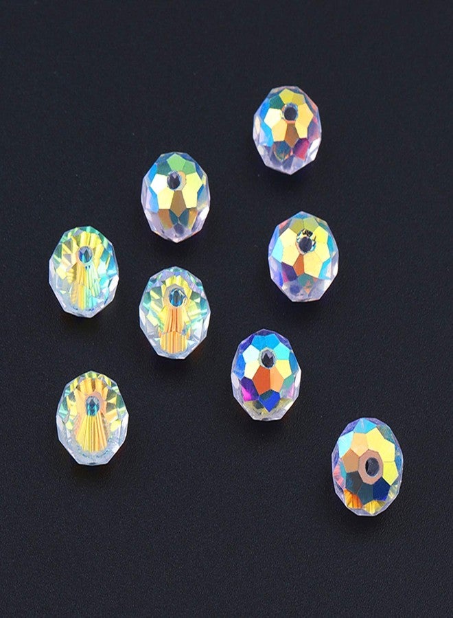 Dowarm 200 Pieces Briolette Crystal Glass Beads for Jewelry Making, 8MM Rondelle Crystal Beads for Crafts Wine Charms Wind Chimes Suncatchers, Briollete Rondelle Finding Spacer Beads (Crystal AB, 8MM) - Image 2