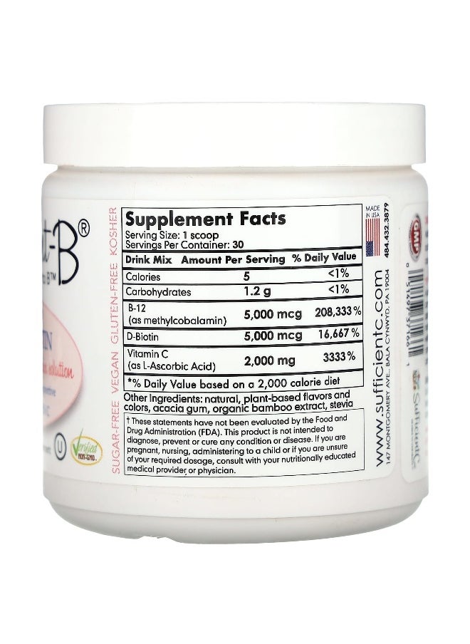 Sufficient-C Sufficient C, Abundant-B High Dosed B-12 & Biotin Drink Mix, Pink Lemonade, 108 g  - Image 2