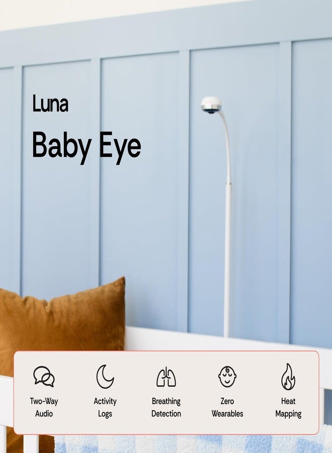 LUNA Home كاميرا مراقبة الأطفال لونا بتردد 2.4GHz مع حامل أرضي، جهاز مراقبة تنفس الرضع بدون مستشعر، مراقبة ذكية بالذكاء الاصطناعي، متتبع النوم، كشف البكاء، رؤية ليلية، صوت ثنائي الاتجاه، أساسيات حديثي الولادة - Image 2