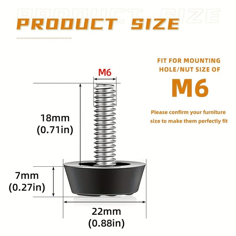 M8x18 Galvanized Steel Leveling Feet 24pcs For Stable Tables Chairs Cabinets Legs - Image 3