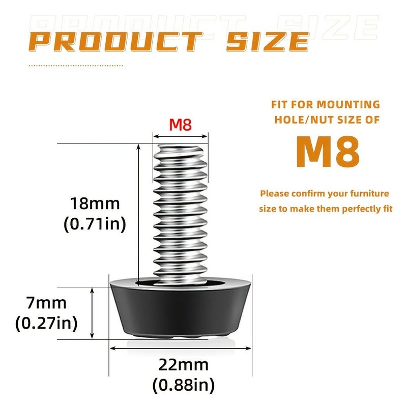M8x18 Galvanized Steel Leveling Feet 24pcs For Stable Tables Chairs Cabinets Legs - Image 4