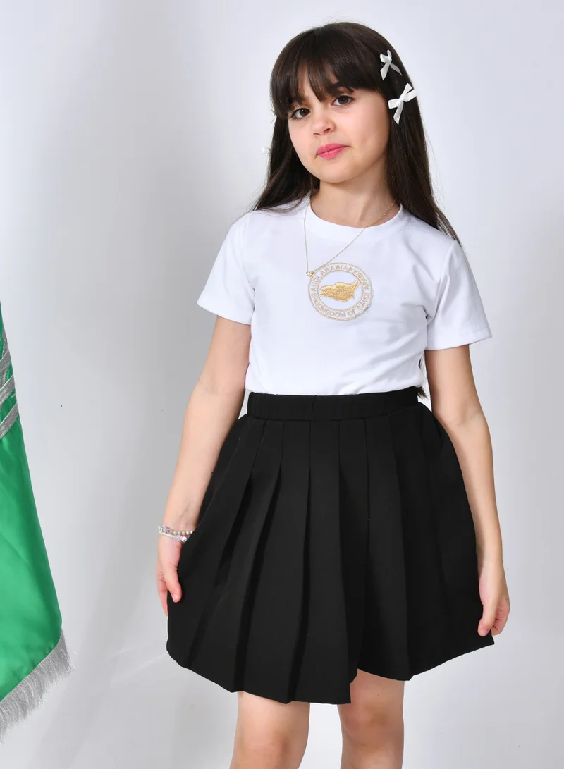 HAWRAA ABAYA White T-shirt with gold embroidery on the map of the Kingdom (for boys and girls)