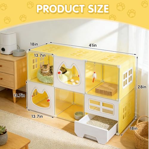 Nfnoyp Cat Cage with Litter Box | Detachable Metal, Transparent Window, DIY Zones | Cat Enclosure Indoor Playpen for 1-3 Cats, Ferret, Small Animal Dog Cages 41" L x 18" W x 28" H - Image 2