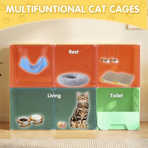 Nfnoyp Cat Cage with Litter Box | Detachable Metal, Transparent Window, DIY Zones | Cat Enclosure Indoor Playpen for 1-3 Cats, Ferret, Small Animal Dog Cages 41" L x 18" W x 28" H - Image 4