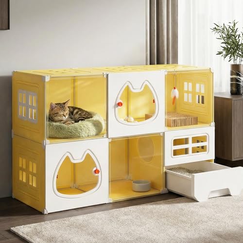 Nfnoyp Cat Cage with Litter Box | Detachable Metal, Transparent Window, DIY Zones | Cat Enclosure Indoor Playpen for 1-3 Cats, Ferret, Small Animal Dog Cages 41" L x 18" W x 28" H - Image 1