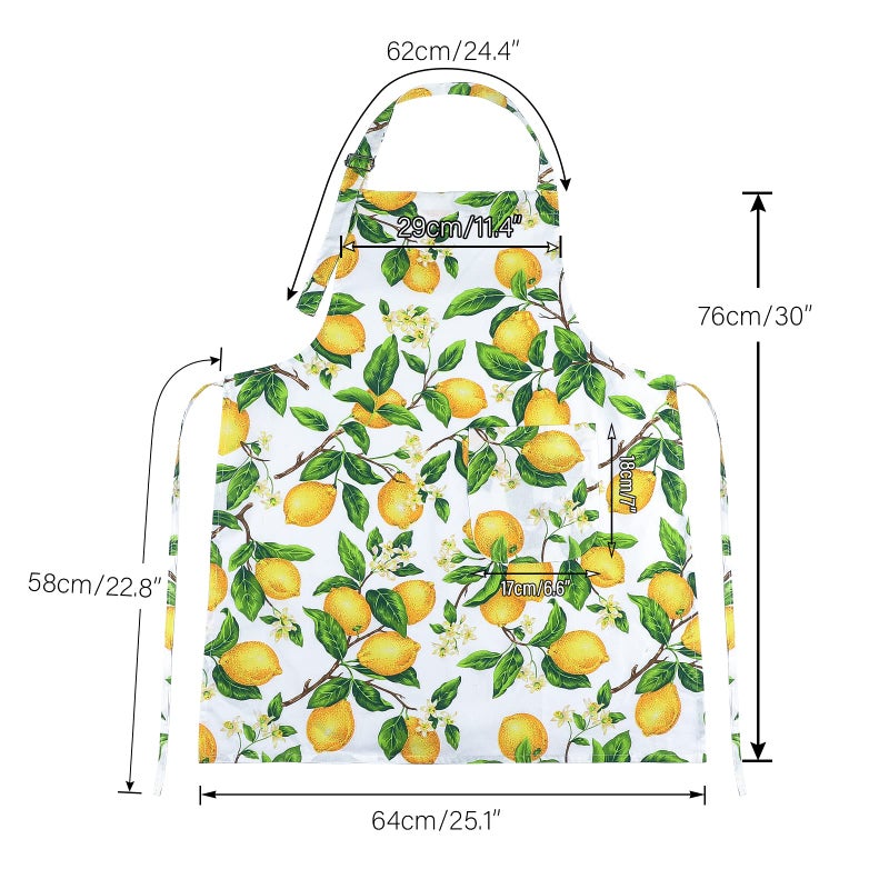 G2PLUS Cotton Kitchen Apron with Pockets  Thick Lemon Apron  Adjustable Cooking Apron for Baking  Chef Apron for Women  Men  Holiday and Xmas Gifts - 30 x 25 inch - Image 1