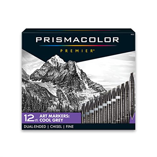 Prismacolor 3622 Premier Double-Ended Art Markers, Fine and Chisel Tip, Cool Grey, 12-Count - Image 1