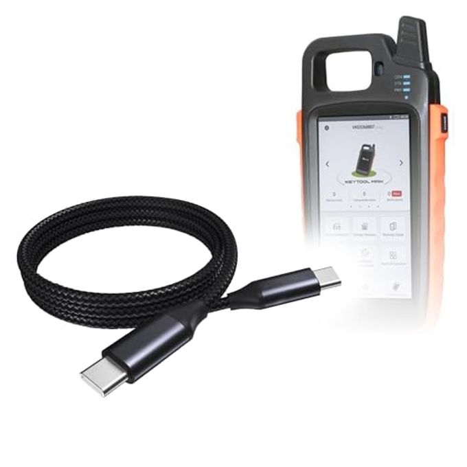 BoxWave Cable Compatible With Xhorse Vvdi Key Tool Max Directsync Pd Cable (3Ft) Usb-C To Usb-C (100W), Type C Braided Charge And Fast Sync Jet Black - Image 1