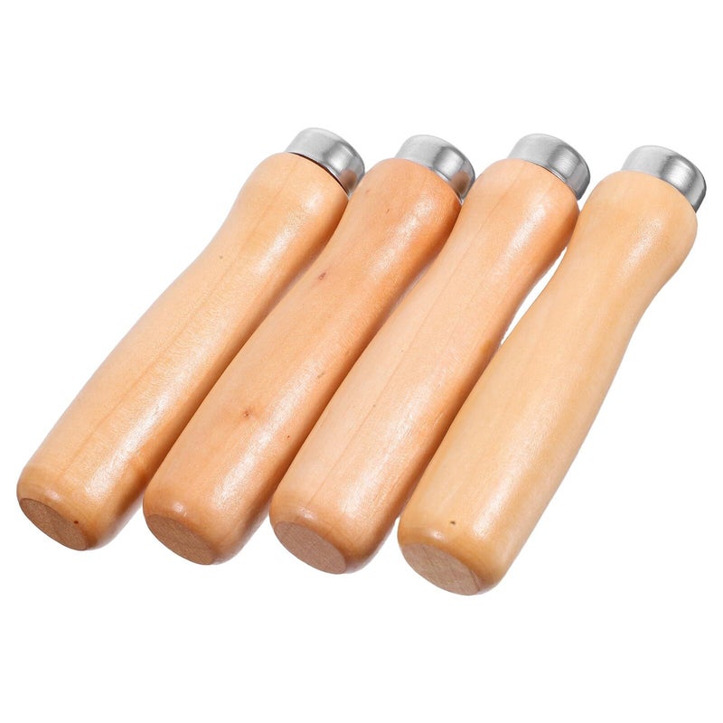 4pcs Wooden File Handles Small 4mm Ergonomic Grip Replacement for Metal Working Tools DIY Repair - Image 2