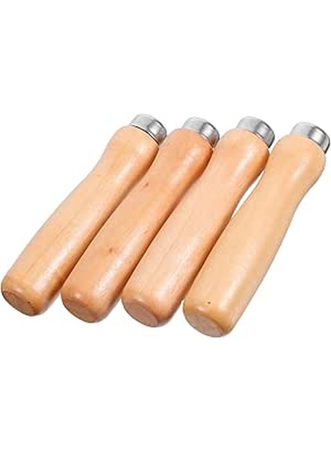 4pcs Wooden File Handles Small 4mm Ergonomic Grip Replacement for Metal Working Tools DIY Repair - Image 1