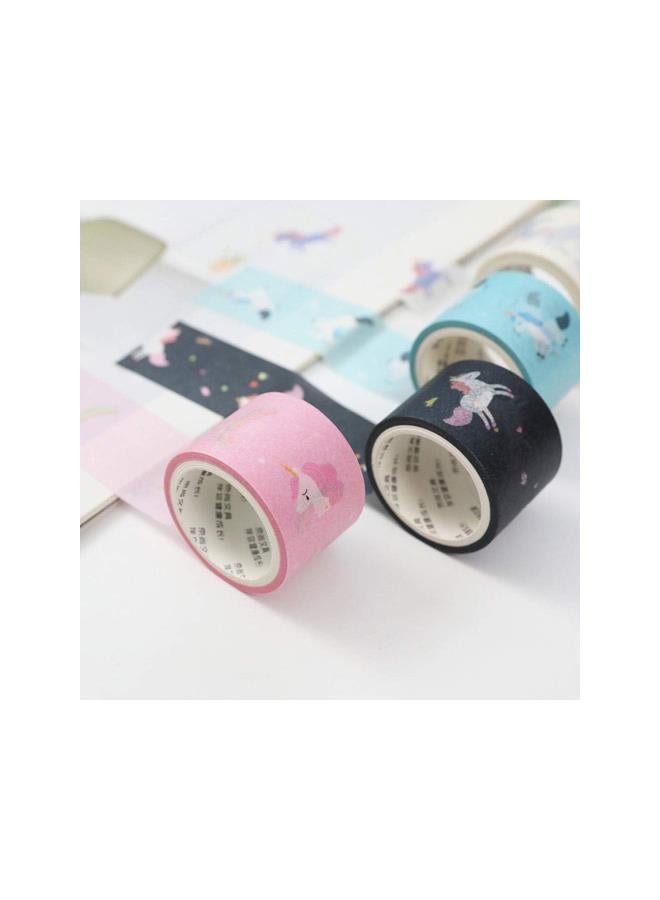 klarako 4pcs DIY Paper Washi Masking Tapes Cute Horse Unicorn Decoration Adhesive Tapes Scrapbooking (As Shown) - Image 2