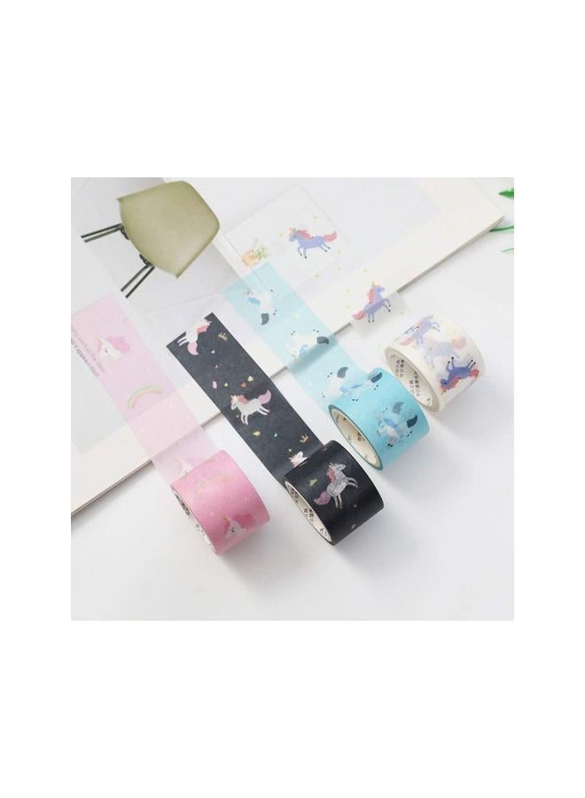 klarako 4pcs DIY Paper Washi Masking Tapes Cute Horse Unicorn Decoration Adhesive Tapes Scrapbooking (As Shown) - Image 4