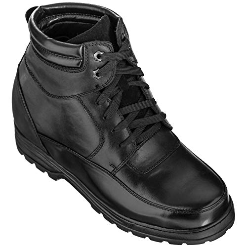 Calden Men's Invisible Height Increasing Elevator Shoes - Black Leather Lace-up Military Boots with Extra Tall - 5.2 Inches Taller - K881801 - Size 10 D(M) US - Image 1